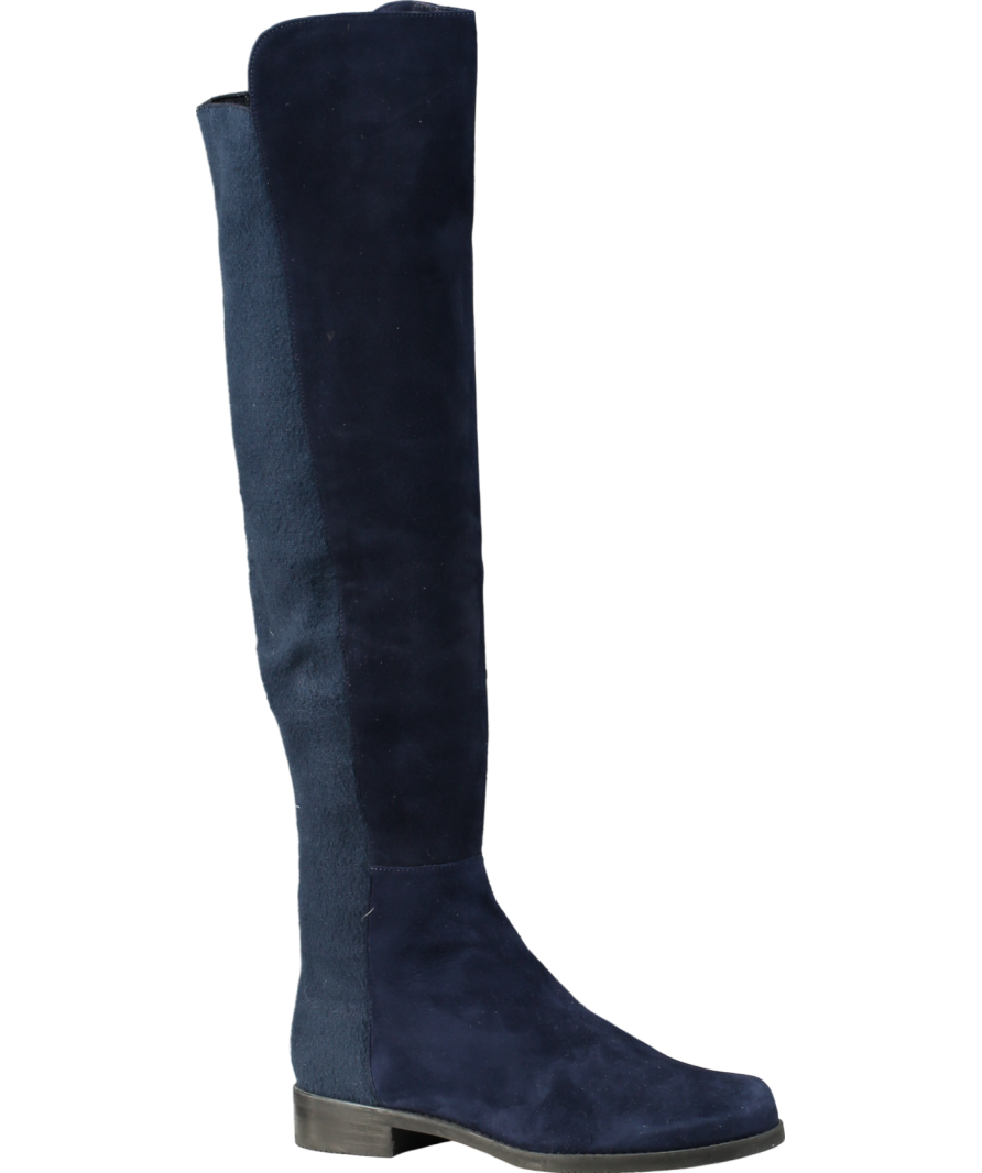 Stuart Weitzman Navy Blue Suede Knee High Boots UK 4 EU 37 👠
