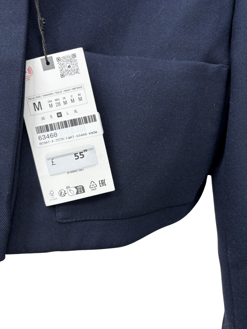 ZARA Blue Cropped Boxy Blazer UK M