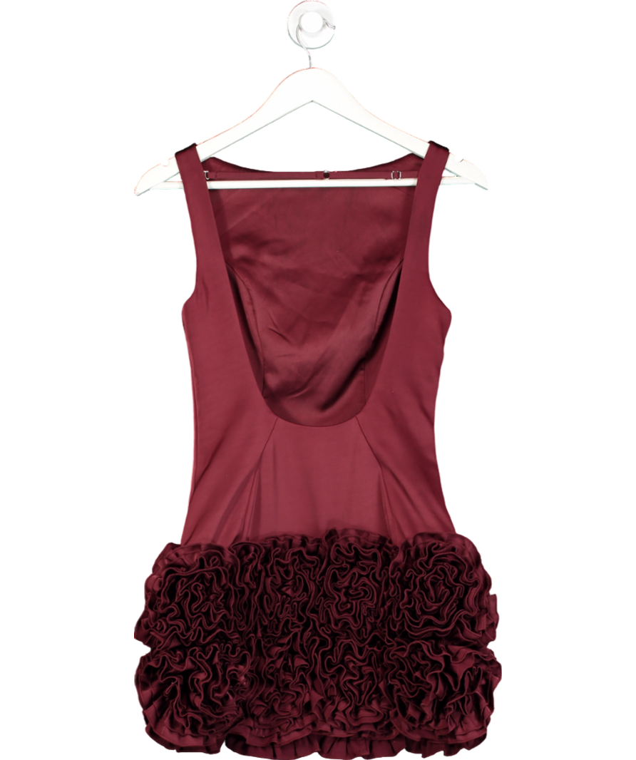 Oh Polly Red Florrie Applique Open Back Mini Dress UK 8
