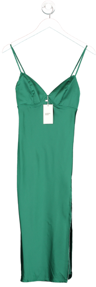 Azura rose Green San Antonio Satin Midi Dress UK XS