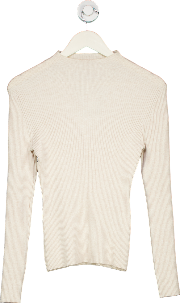 H&M Beige Ribbed Knit Jumper UK S