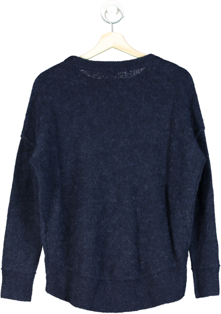 By Malene Birger Navy Soft Mohair Navy Dip Back Pullover UK XXS