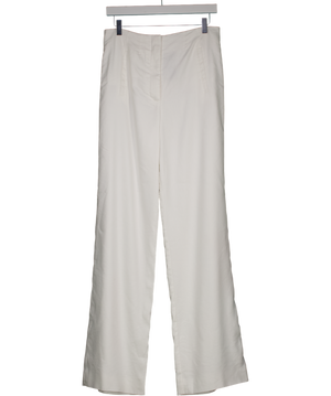 Veronica Beard White Jude Linen Blend High Waist Wide-leg Trousers Uk12/ UK 14