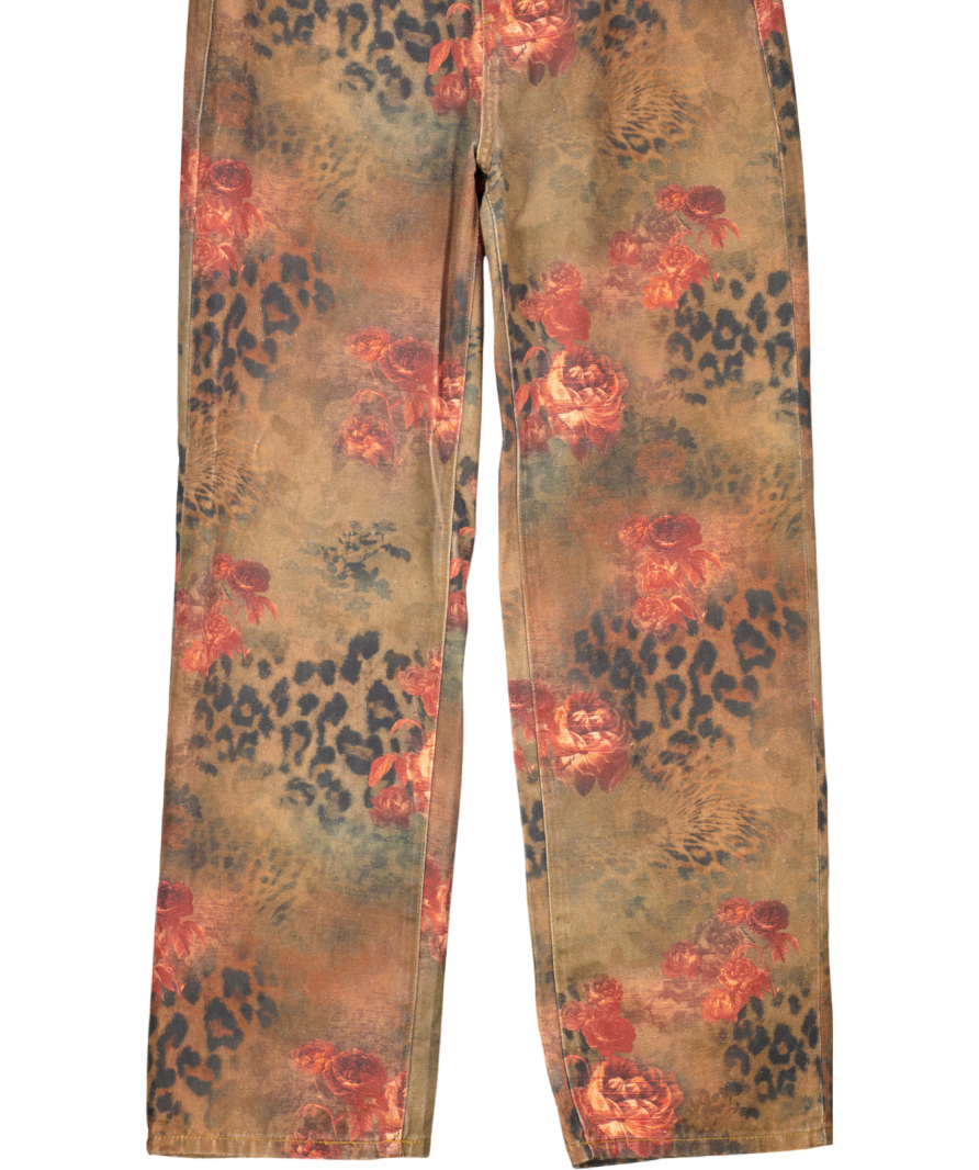 House of CB Brown Samia Floral Printed Jeans UK S