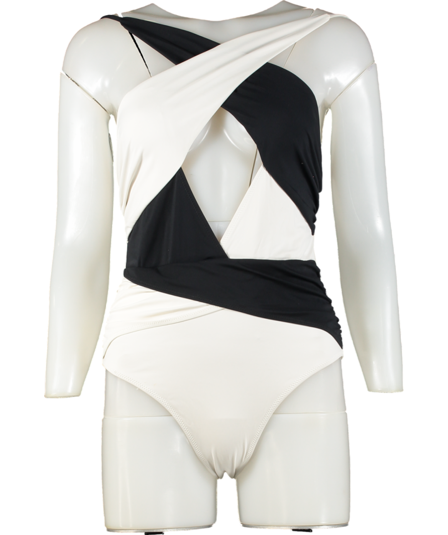 Evarae Black & White Halter Neck Swimsuit UK 10