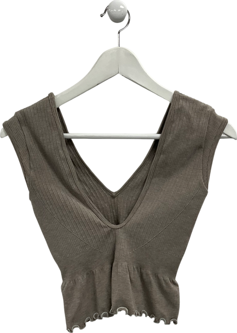 gymshark Beige Luxe Seamless Crop Top UK S