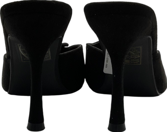 boohoo Black Covered Buckle Mule Court Shoes UK 6 EU 39 👠