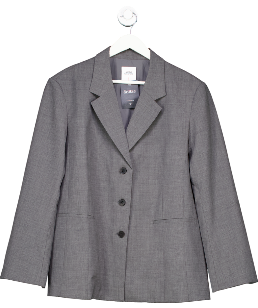 Fabrique x Thomas Wakeford Grey Cosmo Contrast Lined Blazer In Wool Blend UK S