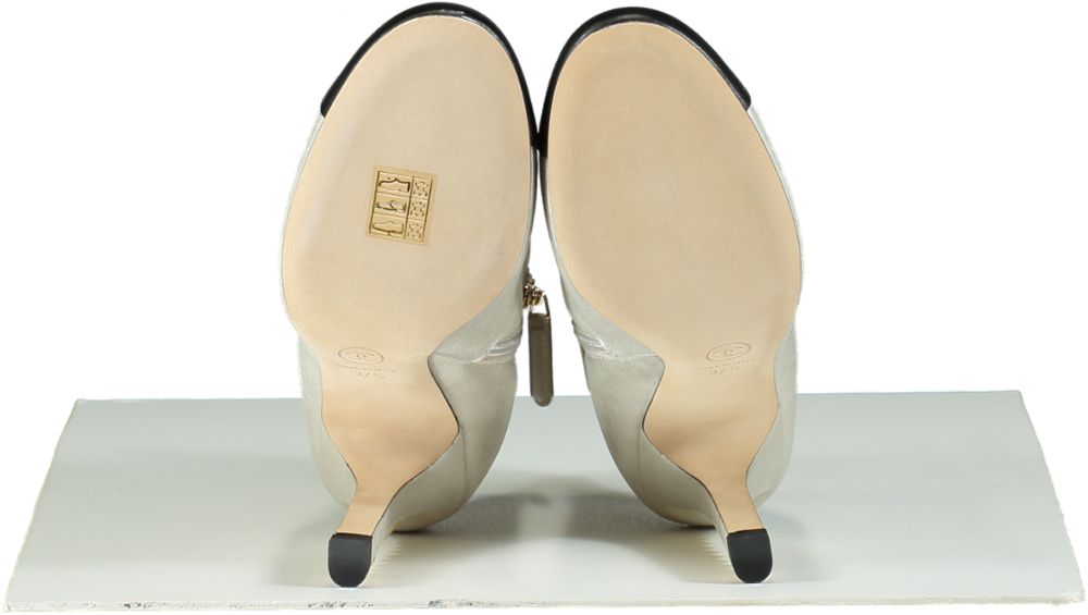 Chanel Metallic Leather Pearl Embellished CC Ankle Boots UK 4.5 EU 37.5