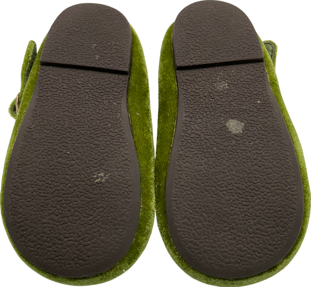 Age of Innocence Green Eva Velvet Ballerina Shoes UK 7 EU 24 👼