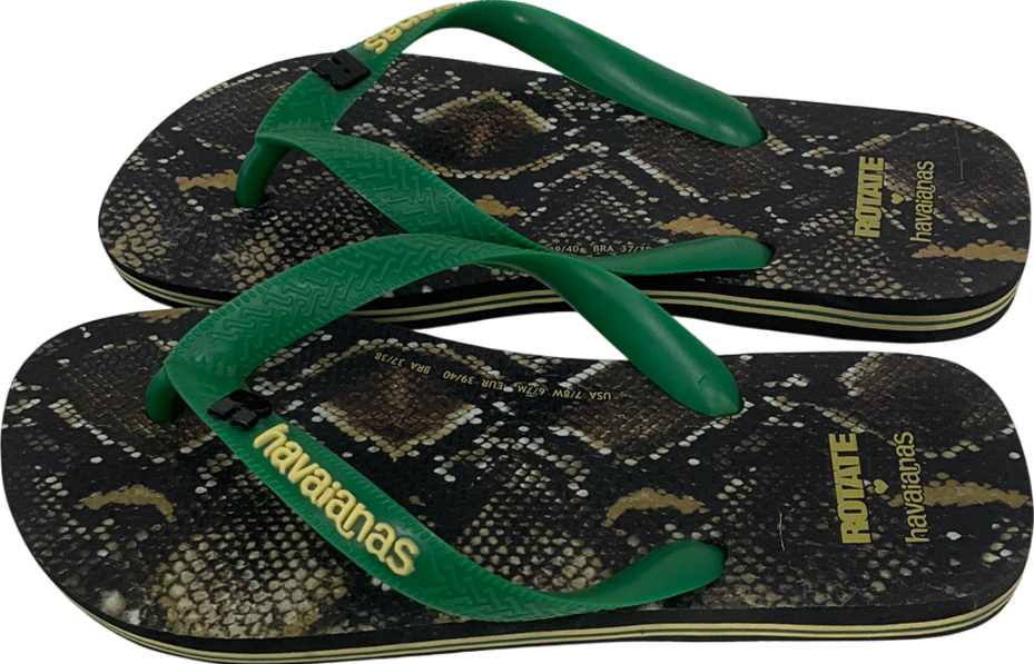 Havaianas Black X Rotate Animal Print Flip Flops UK 6 EU 39 👠