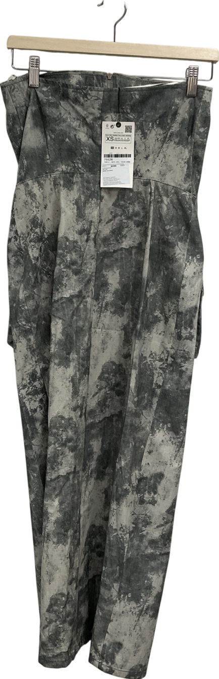 ZARA Grey Cargo Bandeau Sleeveless Midi Dress UK XS