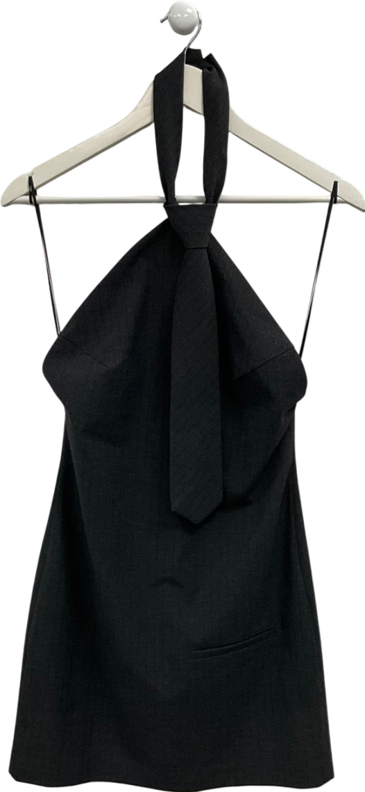 ZARA Grey Halter Mini Dress With Tie Detail UK S