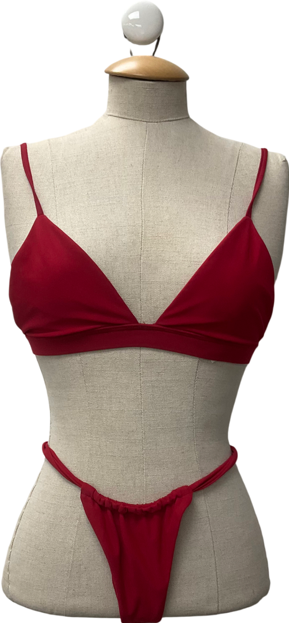 Gonza Red Gizele Triangle Top & Gizele Side Strap Bottom & Gizele Ruched Bottom UK S