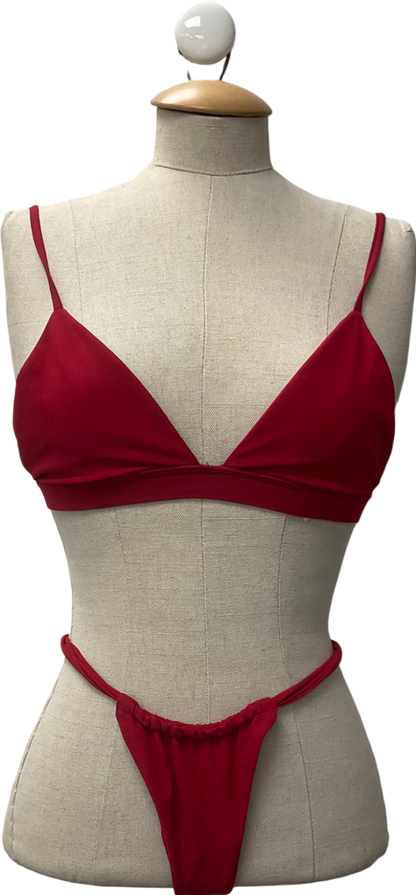 Gonza Red Gizele Triangle Top & Gizele Side Strap Bottom & Gizele Ruched Bottom UK S