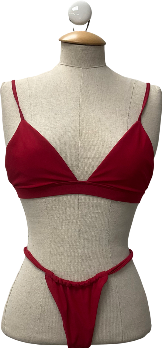 Gonza Red Gizele Triangle Top & Gizele Side Strap Bottom & Gizele Ruched Bottom UK S