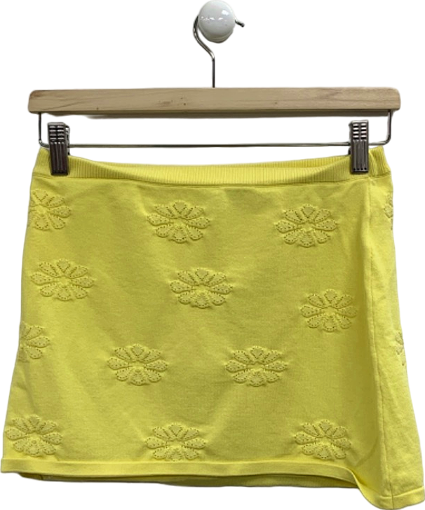 White Fox Yellow Embroidered Skirt UK S