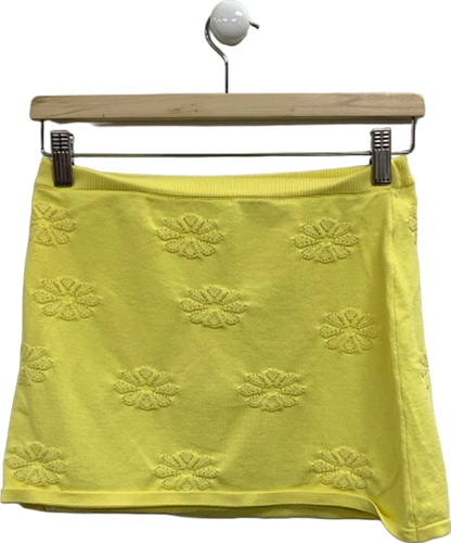 White Fox Yellow Embroidered Skirt UK S