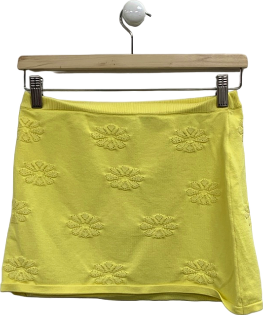 White Fox Yellow Embroidered Skirt UK S