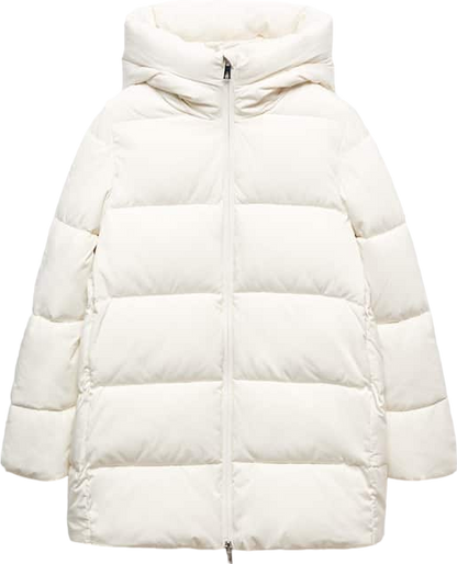 MANGO White Hood Quilted Coat BNWT UK M
