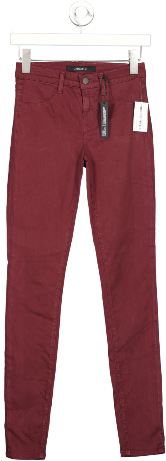 J Brand Red Oxblood Mid-rise Sateen Super Skinny Jeans W24