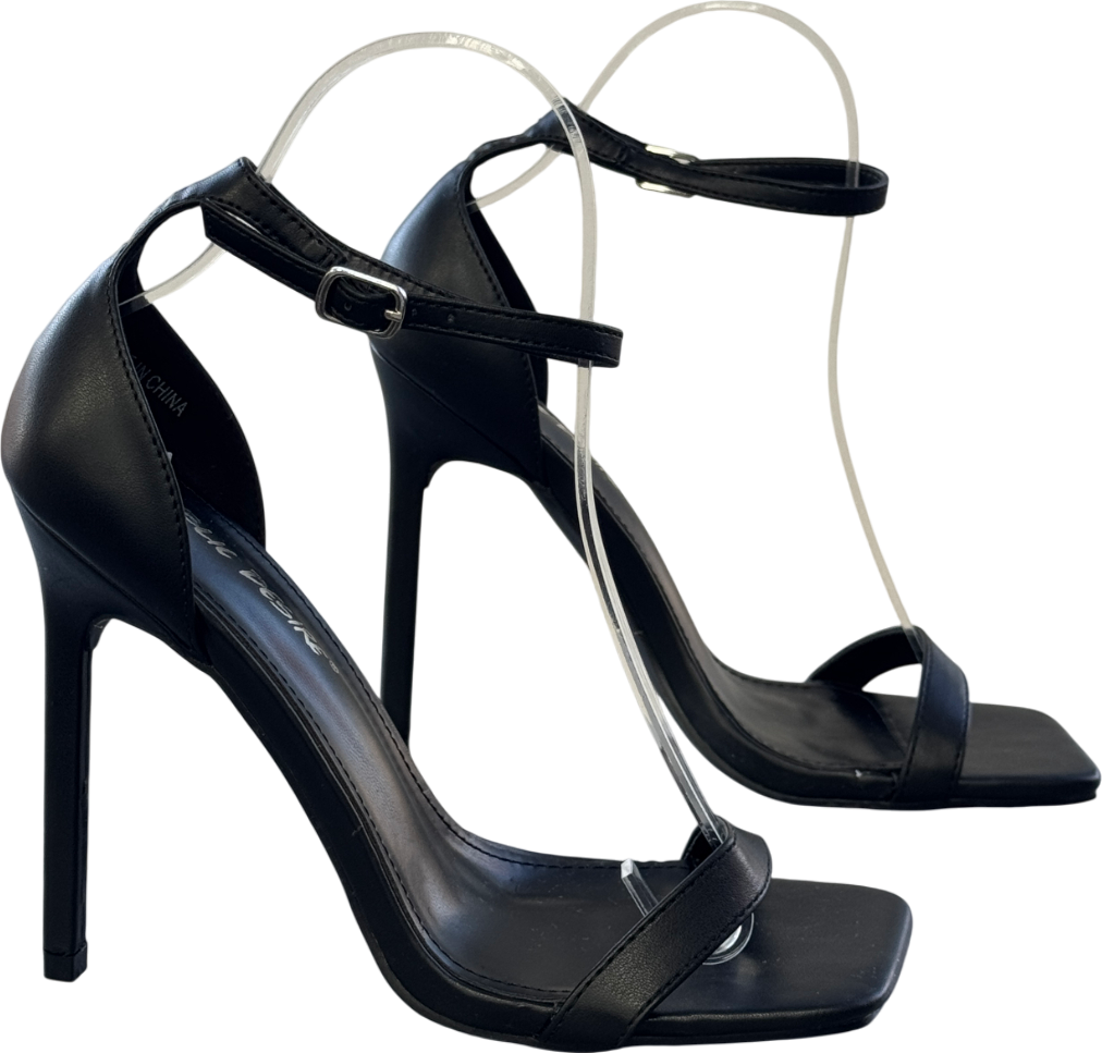 Public Desire Black Barely There Heeled Sandals UK 4 EU 37