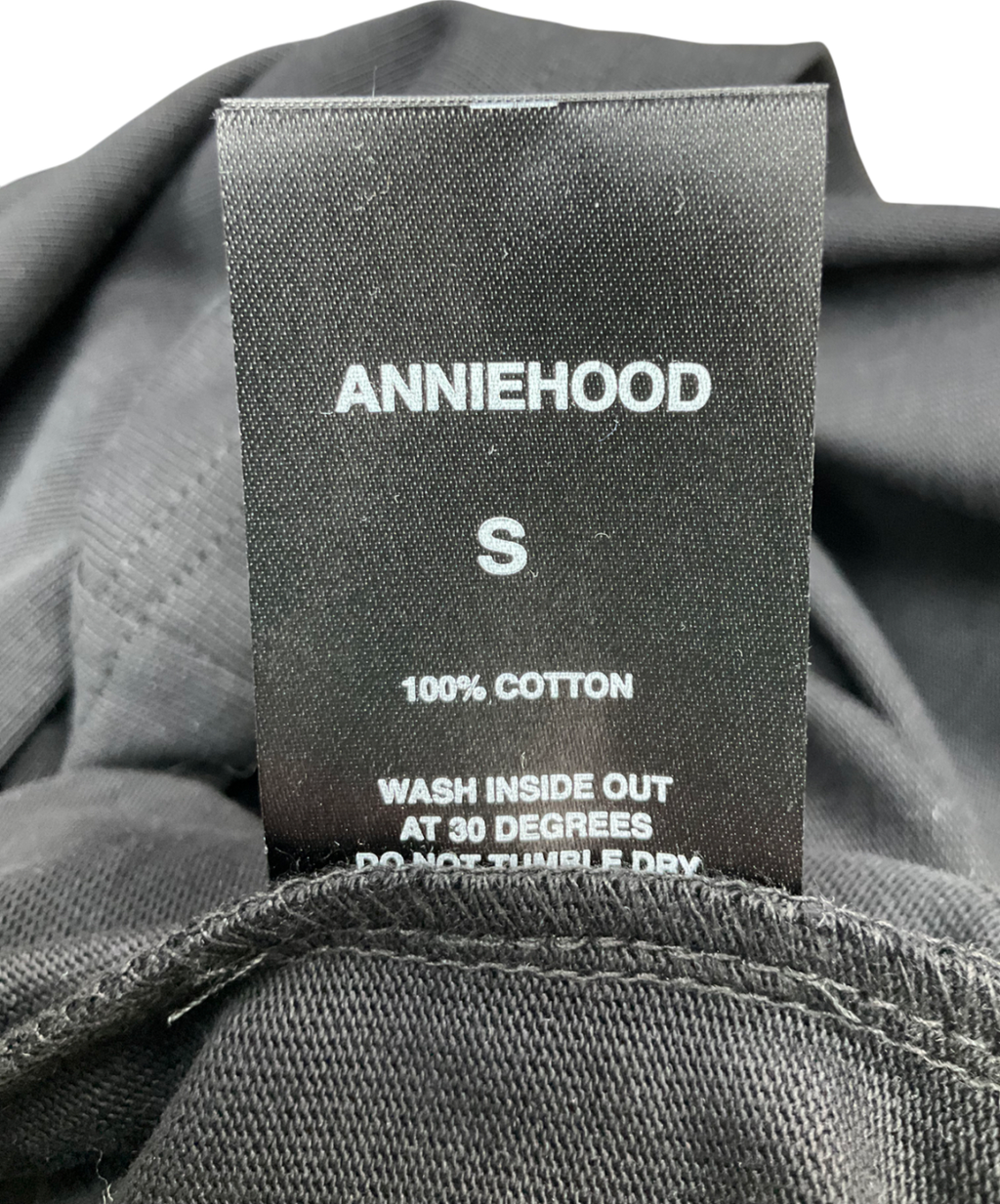 Annie Hood Black Logo Print Cotton T-shirt UK S