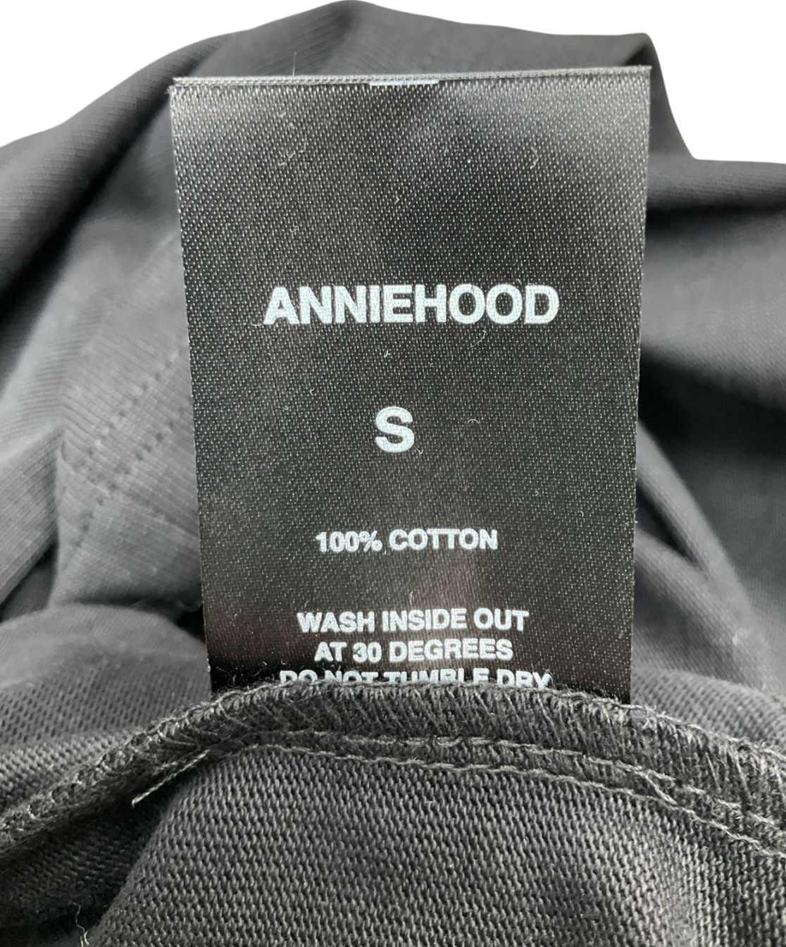 Annie Hood Black Logo Print Cotton T-shirt UK S