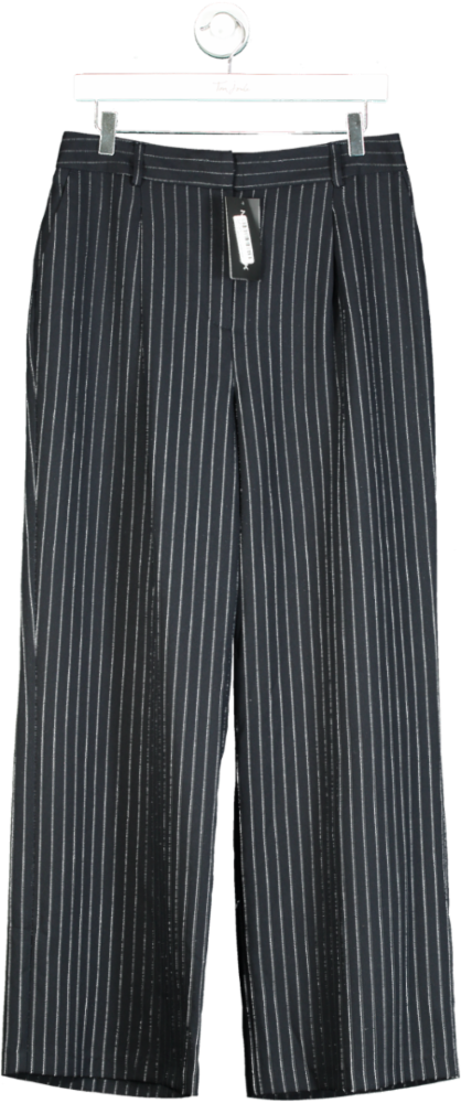 New Look Black Patrice Pinstripe Wide Leg Trousers UK 12