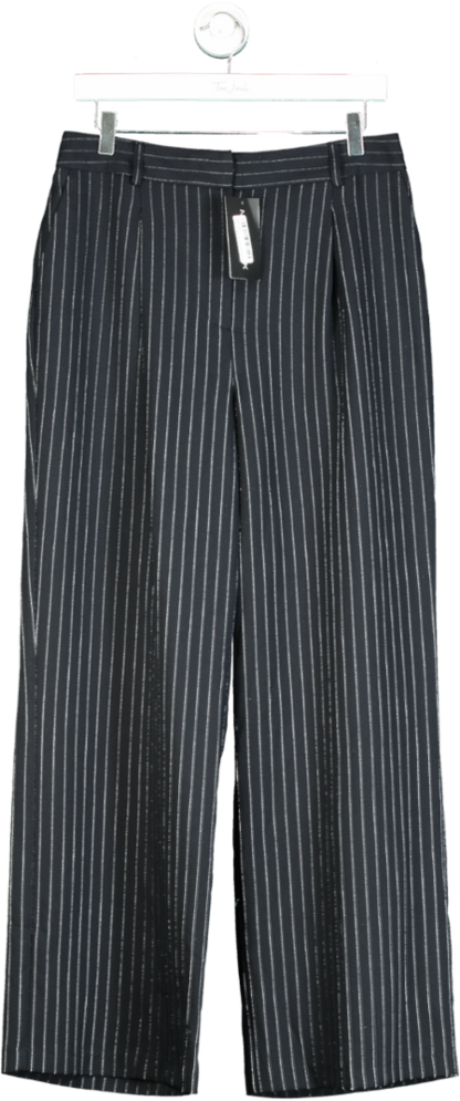 New Look Black Patrice Pinstripe Wide Leg Trousers UK 12