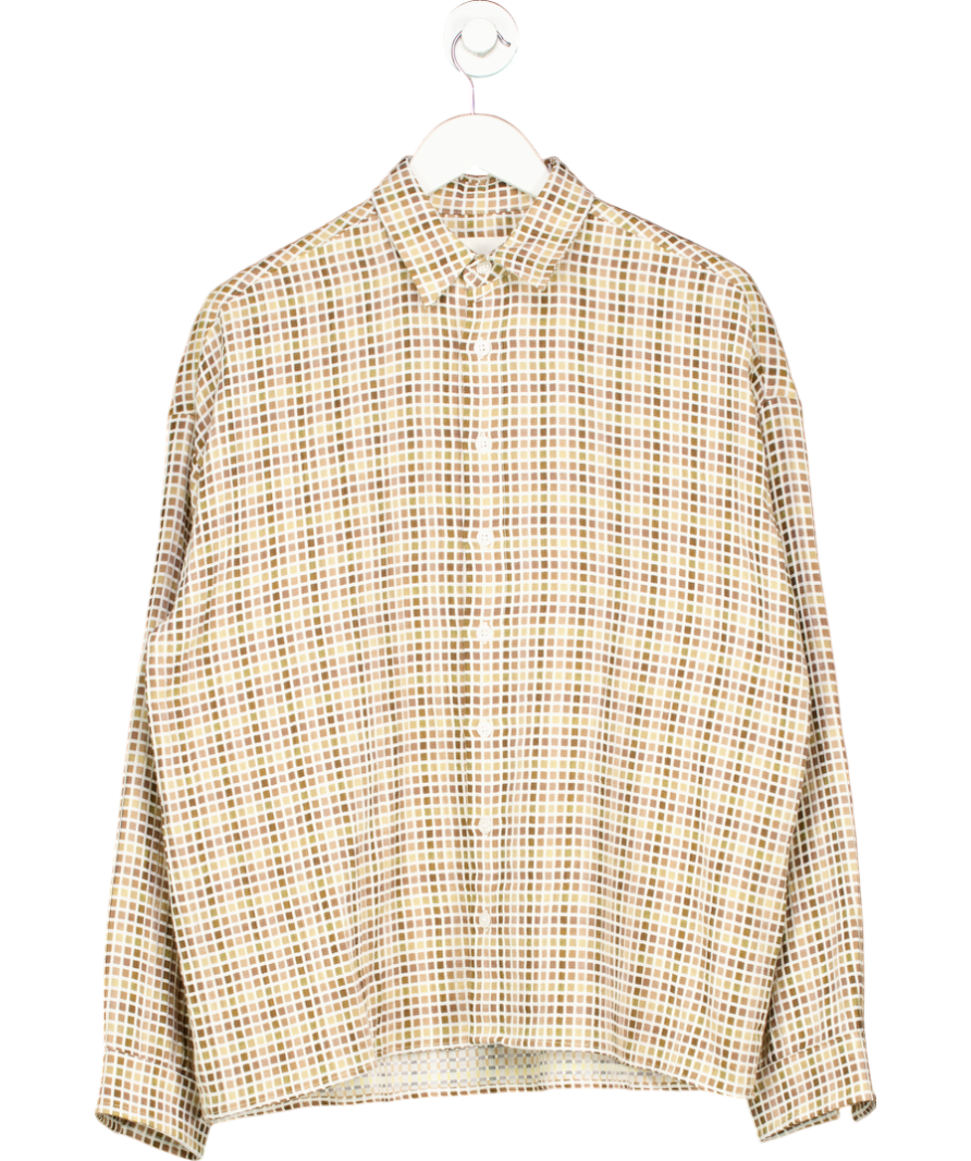 Sangiev Beige Tiled Long Sleeve Shirt UK M