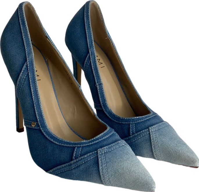 SIMMI Aggie Blue Denim Patchworks Stiletto UK 5 EU 38 👠