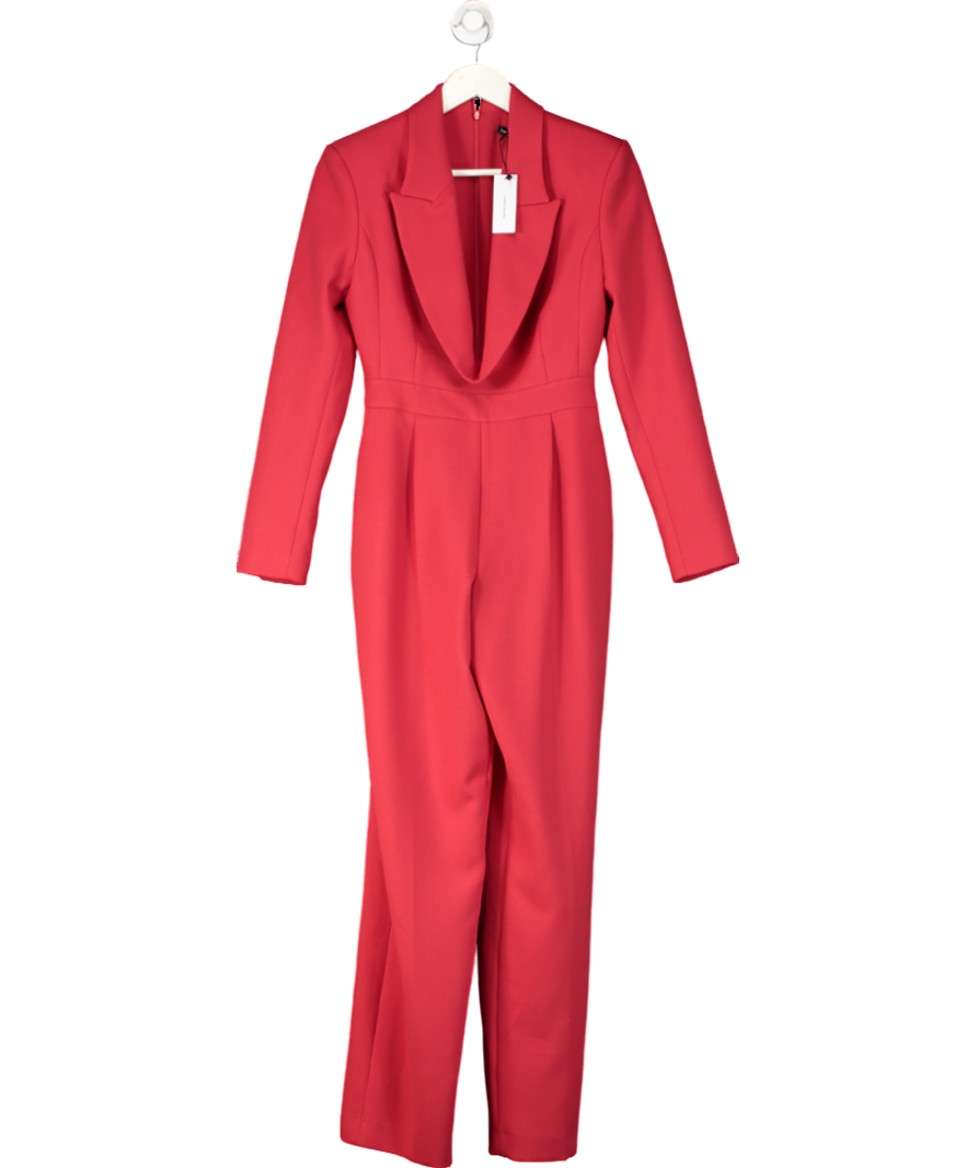 Karen Millen Red Curved Neckline Tailored Blazer Jumpsuit UK 8