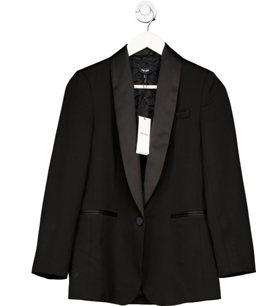 ME + EM Black Forever Shawl Collar Tux Blazer Italian Tailoring Fabric UK 6