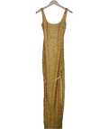 Oh Polly Metallic Yarina Embellished Scoop-neck Maxi Dress In Gold UK 6
