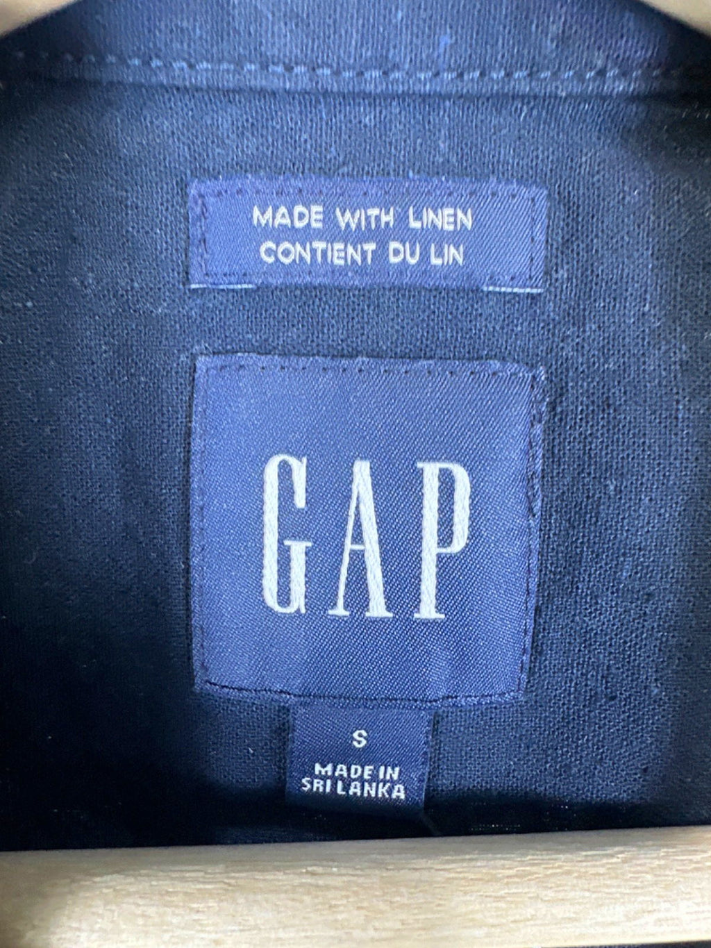 GAP Navy Linen Blend Short-Sleeve Shirt UK S