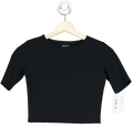 Almada Black Ribbed Crop Top UK S