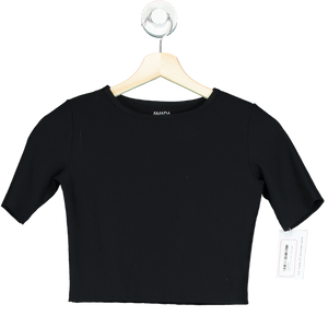 Almada Black Ribbed Crop Top UK S