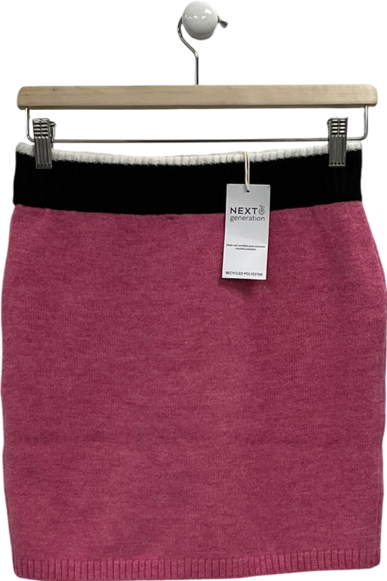 Next Pink Contrast Fitted Cable Knitted Mini Skirt UK XS