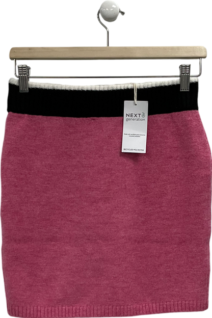 Next Pink Contrast Fitted Cable Knitted Mini Skirt UK XS