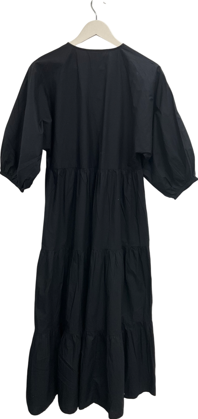 New Look Black Puff Sleeve Tiered Maxi Dress UK 8