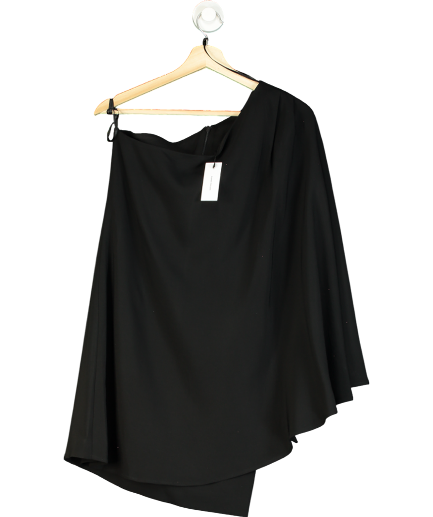 Karen Millen Black Compact Viscose One Shoulder Cape Mini Dress UK 6