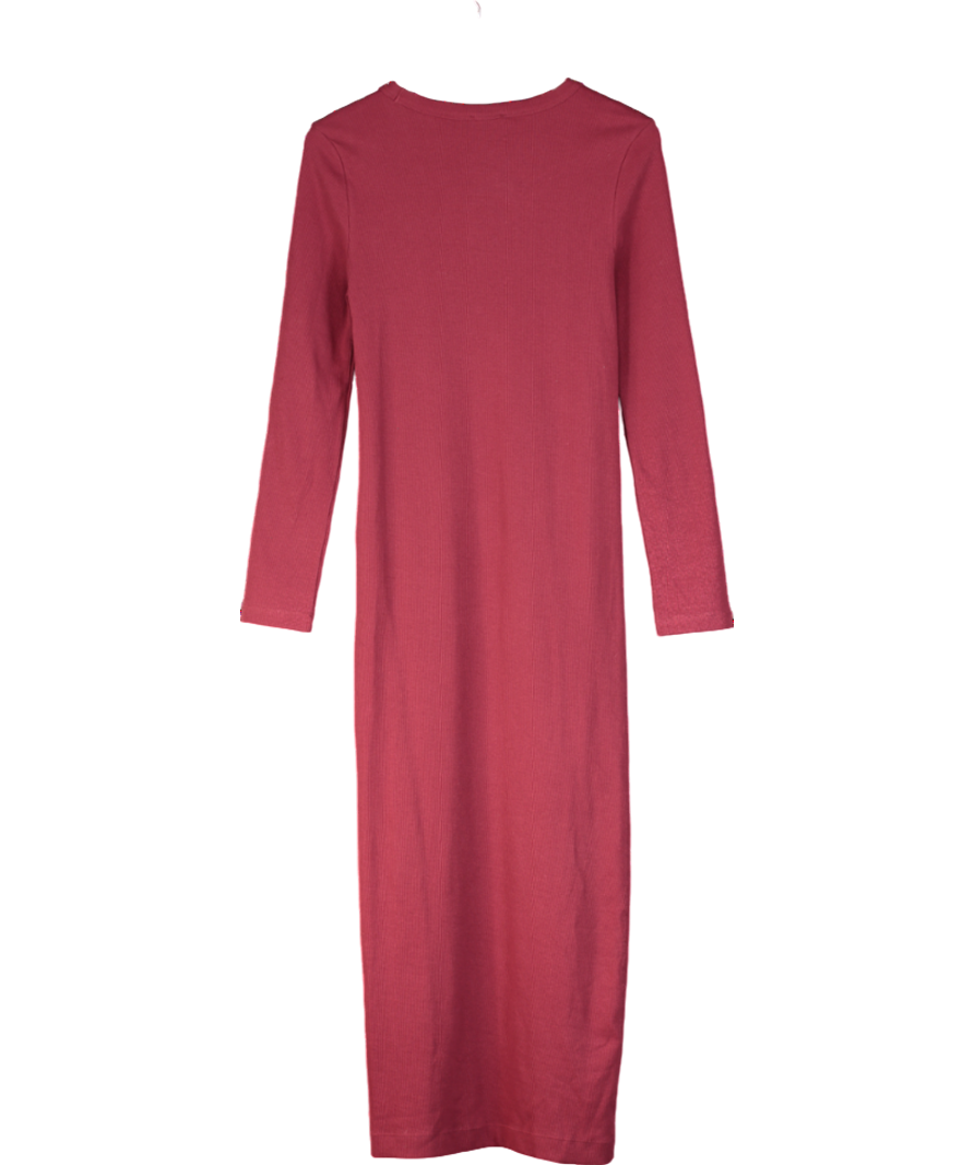 ELEVEN LOVES Burgundy Lizzy Rib Jersey Dress UK M