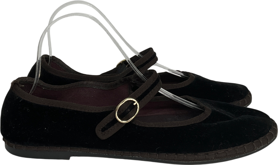Flabelus Black Velvet Antonia Mary Janes UK 9 EU 42 👠