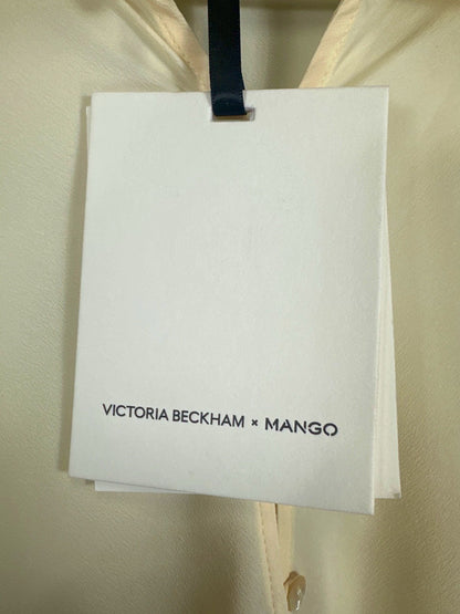 Victoria Beckham X Mango Ivory SILK Long Sleeve Blouse UK 8