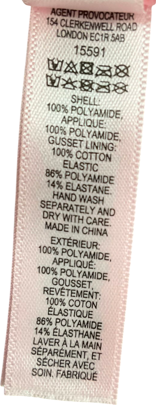 Agent Provocateur Plunge Underwired Bra & Pink Thong With Bows UK 32C