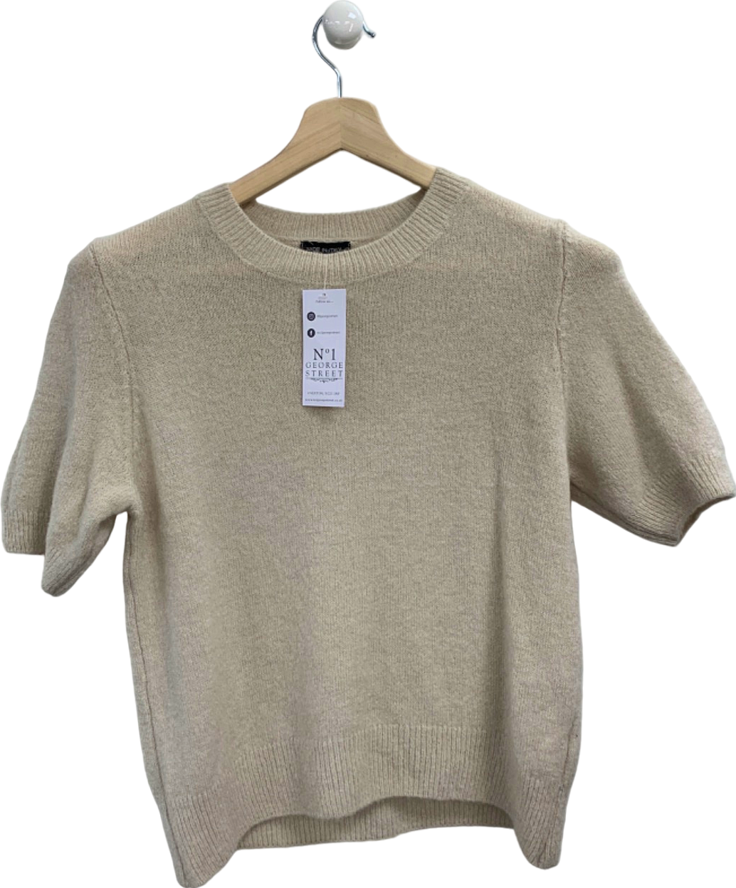 No. 1 George Street Cream Short Sleeve Jumper UK M