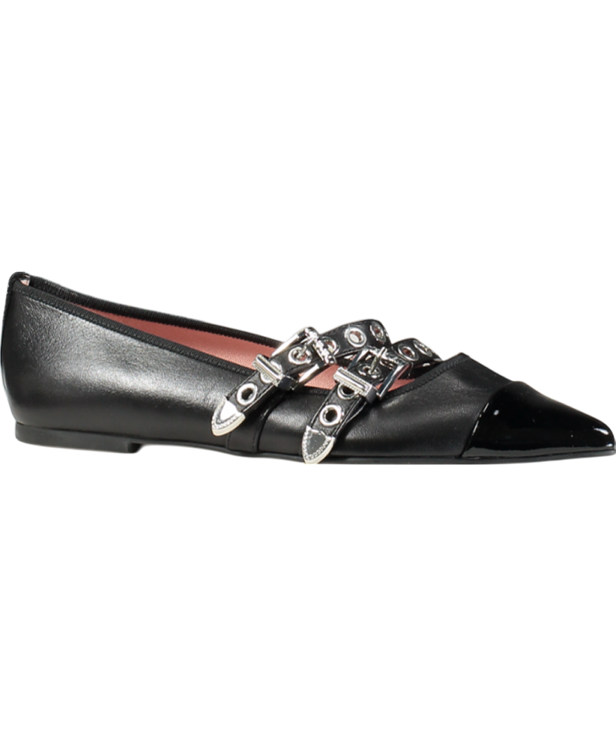 PRETTY BALLERINAS Black Ella Pointed Flat Shoes UK 4 EU 37 👠