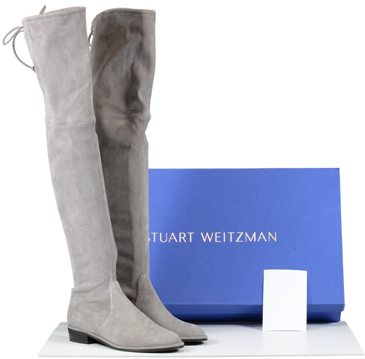 Stuart Weitzman Grey Lowland Suede Over-the-knee Boots UK 4.5 EU 37.5 👠