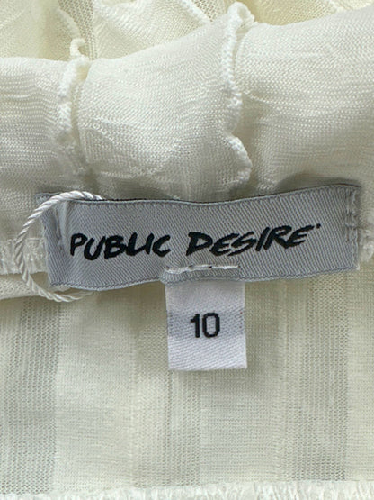 Public Desire Cream Ruffled Detail Maxi Skirt UK 10